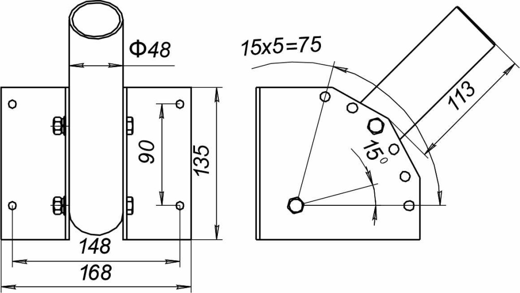 Кронштейн настенный КР-3 Р/Г/ЖКУ регулир. угол (Картинка 2)