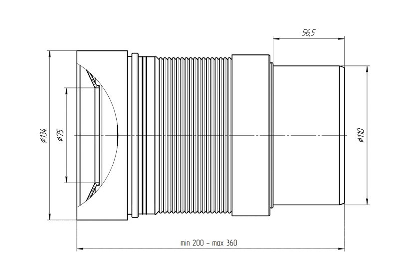 Гофра д/унитаза K821 гладкий выпуск 110мм 200-360мм АНИ ПЛАСТ (Картинка 2)
