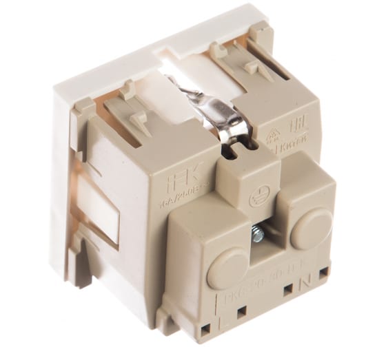 Розетка 1-м с з/к ПРАЙМЕР 2мод. 45х45 РКС-20-30-П бел. ИЭК (Картинка 2)