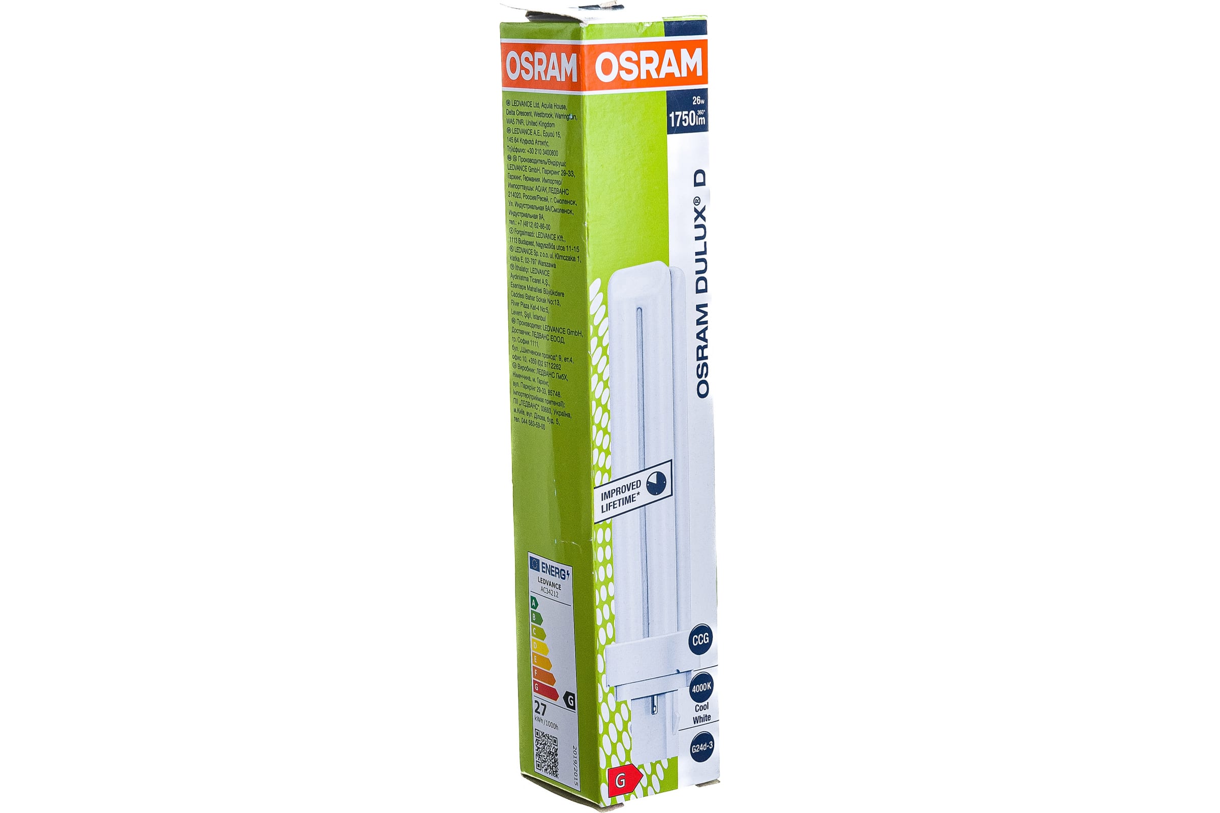 Лампа КЛЛ 26вт DULUX D 26/840 2p G24d-3 (Картинка 2)