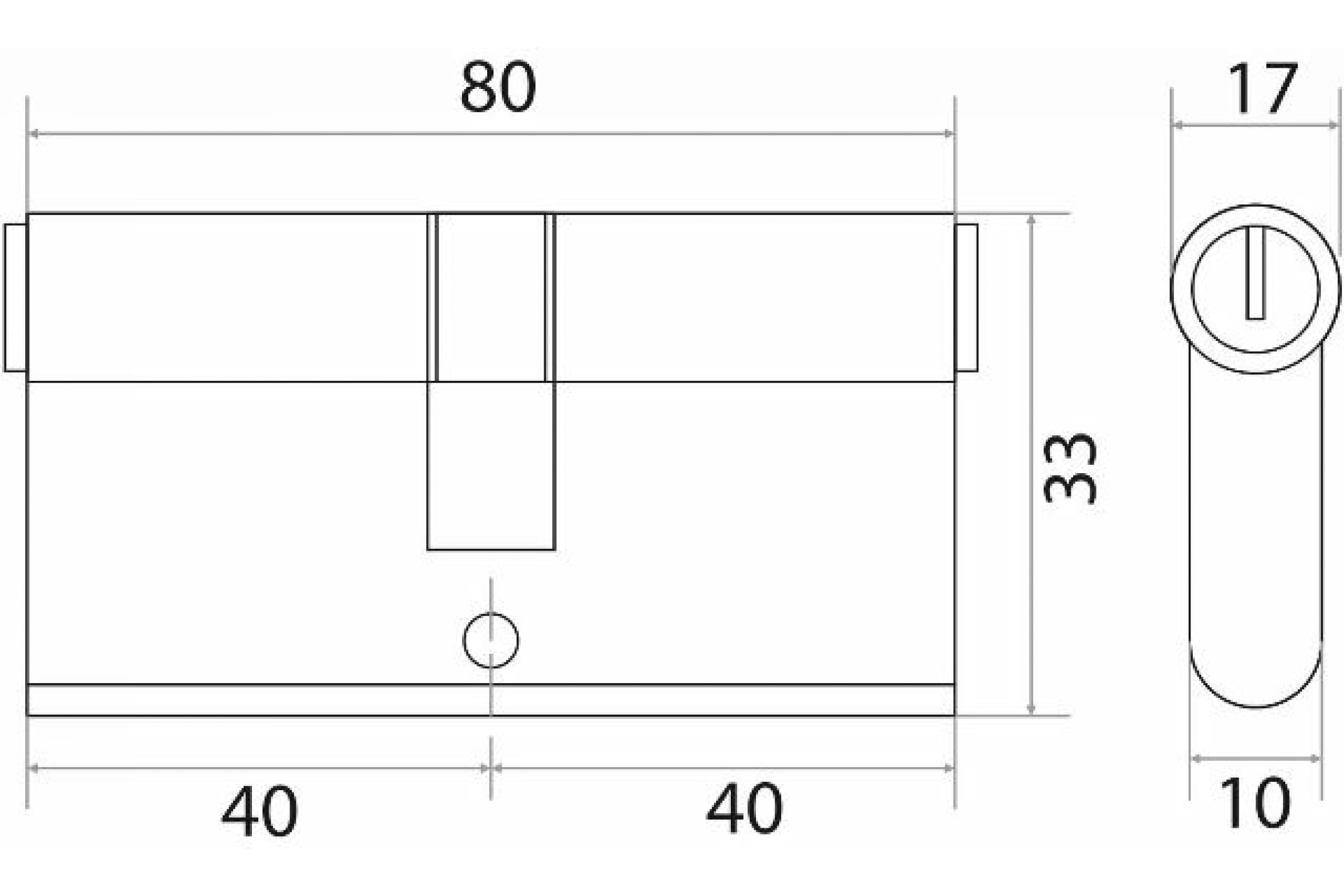 Механизм цилиндровый ЦМ 80(40/40)-3K CP (хром) (алюминий) (Картинка 2)
