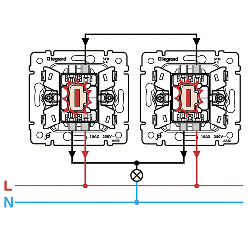 Переключатель VALENA 1кл. бел. б/рам. с зел.инд. (774426) STD6L Legrand (Картинка 3)