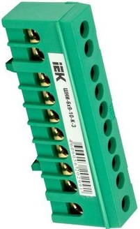 Шина PE (земля) в корп. изол. на DIN-рейку ШНИ-6х9-10-К-З (Картинка 2)