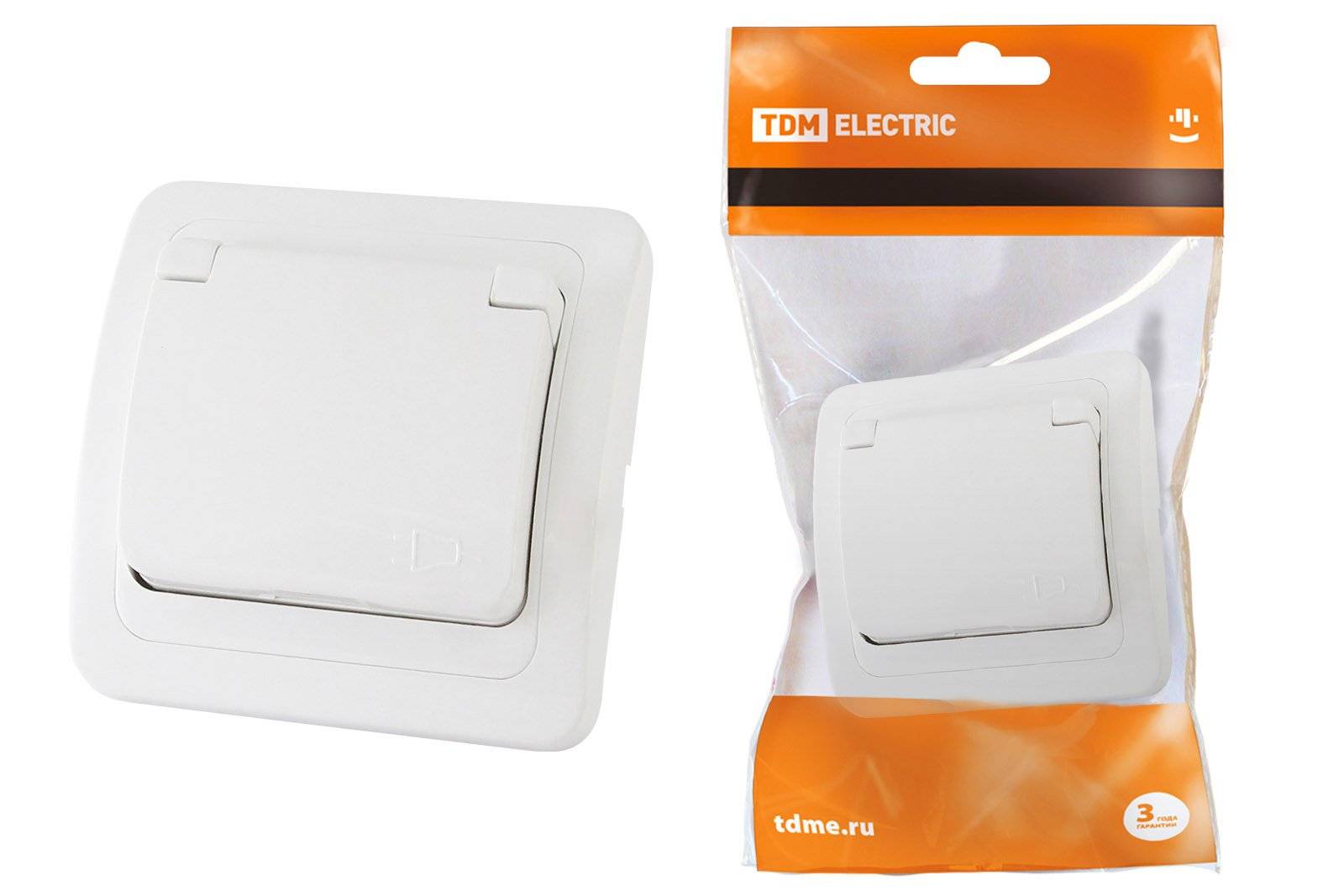 Розетка с крышкой 2П+З 16А Валдай TDM (Картинка 2)